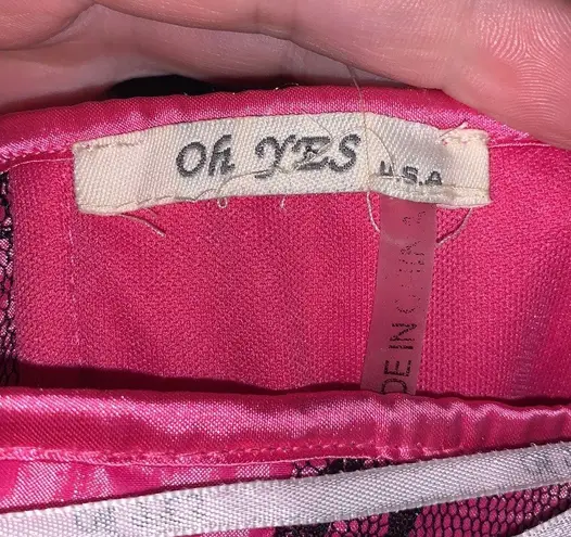 Oh Yes Hot Pink Black Lace Up Lace Corset