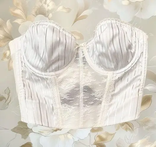 Lady Manhattan Vintage Bustier Bra Corset Top White 36B M Medium Size undefined