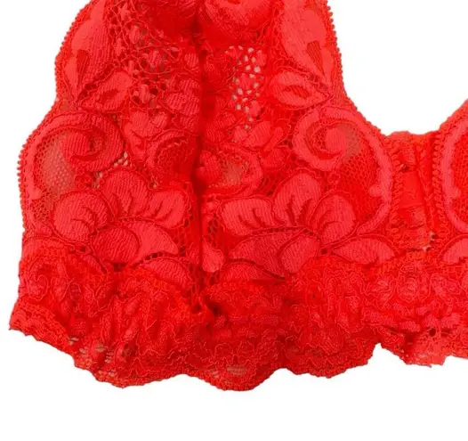 We Are HAH Chi Bralette Fried Salmon Pink Floral Lace Sheer Adjustable XS NEW