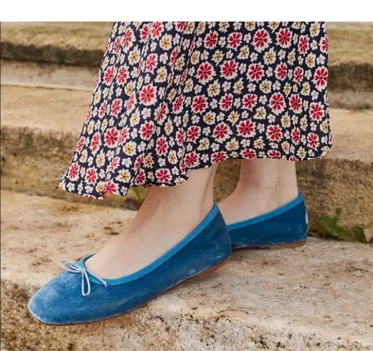 💕DOEN💕 Ballerina Slipper ~ Cerulean Blue Velvet Leather Flats EU 42 US 11 NWT Size undefined