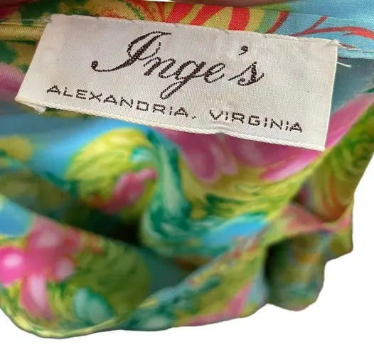 Inge’s Vintage 60s Tropical Hippie Coastal Preppy Luxury Artsy Floral Midi Dress Size 1X