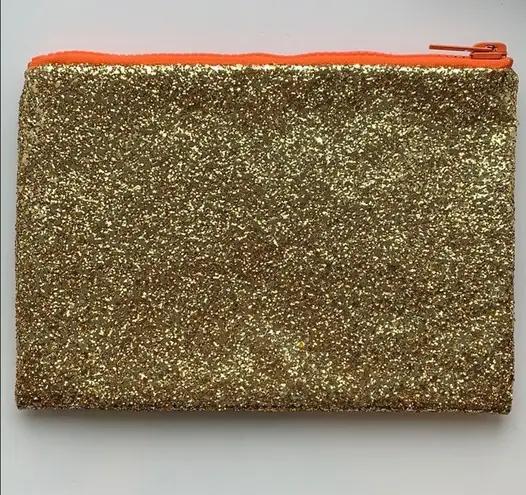 Gold glitter clutch with rhinestones