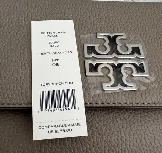 Tory Burch  Britten Chain Moose Pebbled Leather Handbag Wallet Purse