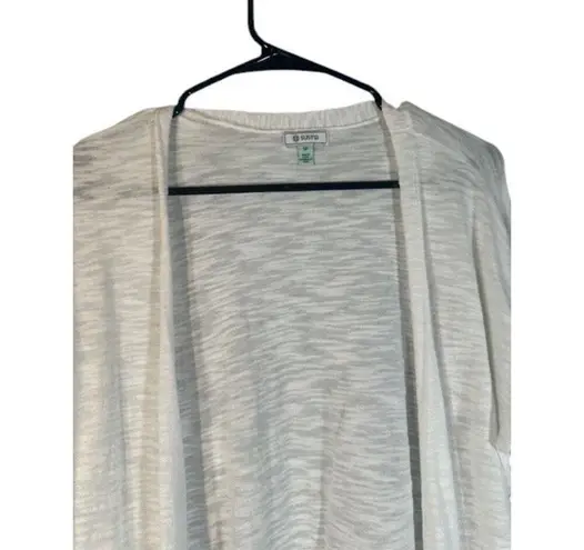 Susina White Long Sleeve Cotton Blend Open Front Knit Cardigan Women Sz SP