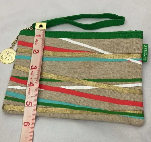 Arbonne Multicolor Wristlet Clutch Pouch Green