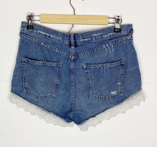 Free People Denim Shorts Size 28 Lace Trim Distressed