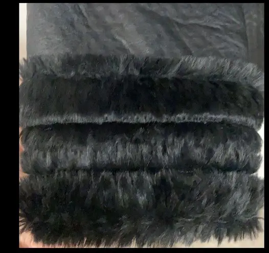 Reversible black faux leather/fur oversized coat L Size L