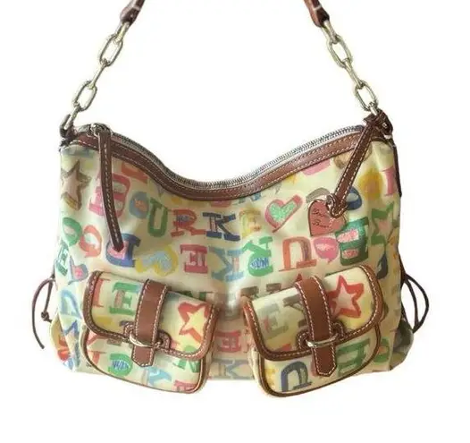 Dooney & Bourke  Vintage Large Graffiti Purse Rainbow Handbag Classic Heart