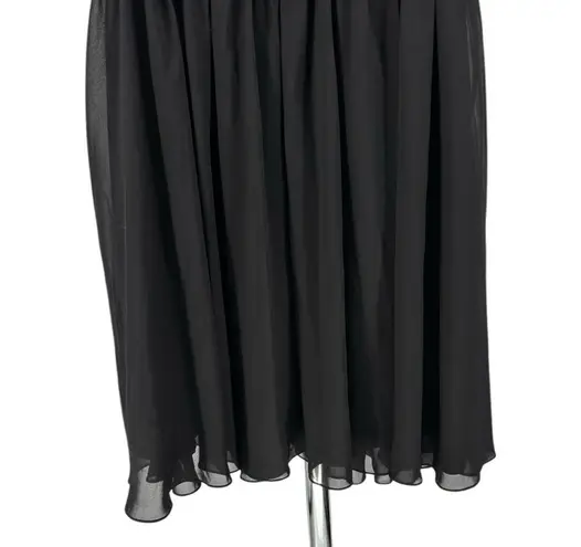 JJ's House JJ’s House A-line V-Neck Knee-Length Chiffon Lace Bridesmaid Dress Black sz 8