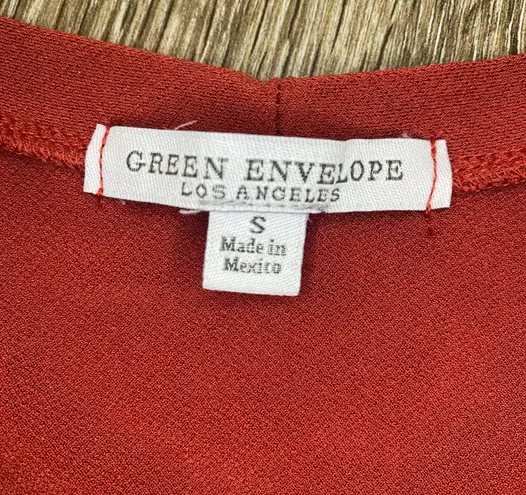 Green Envelope LA Womens Green Envelope Orange Tie Blouse - S
