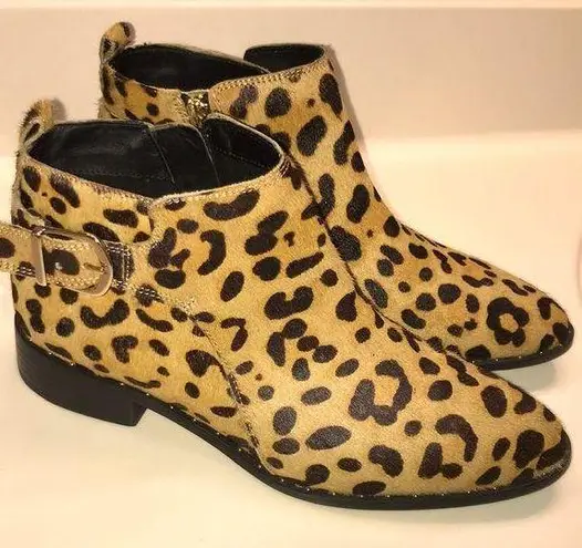 Steven By Steve Madden  Women’s Cavi Calf Hair Leopard Print Heeled Ankle Booties