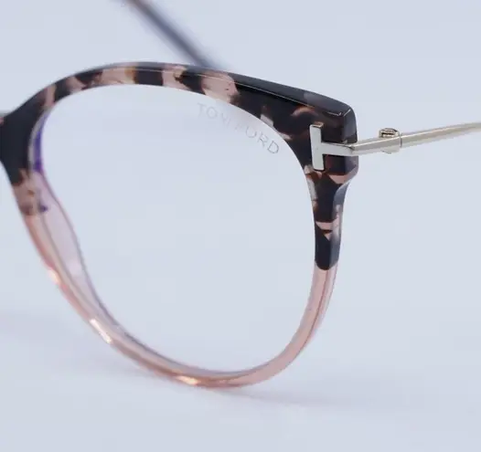 Tom Ford FT5770-B 055 Shiny Blush Havana / Rose Gold/Clear Blue Light Block 54mm