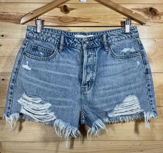 Hidden Jeans Hidden Women's High-Waisted Denim Destroyed Shorts Frayed Hem Size Large New wit