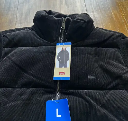 Levi's  Ladies' Corduroy Puffer Jacket Sz L Black Brand New