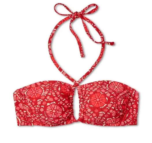 RHODE Zinnia Floral Print Bandeau Halter Bikini Top