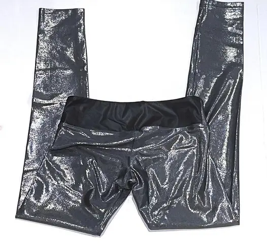 SukiShufu S Leatherback Leggings Silver Mirror Metallic Tight Pant Carbon38 Gym