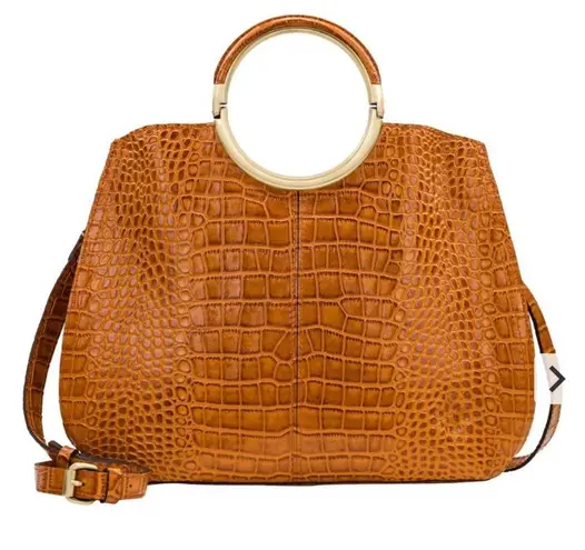 Patricia Nash Arenzano Leather Double Ring Shopper Designer Luxury Animal Print