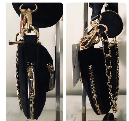 Sondra Roberts Black Faux Suede 3 Way Bag