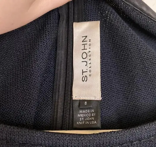 St. John Collection Black Sheath Dress Santana Knit Size 8 Medium Professional