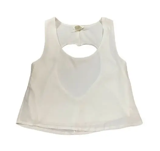 Poetry womens white sleeveless blouse with heart open cut out in back sz small
