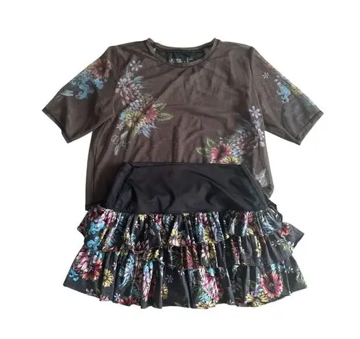lucky in love X Bethanie Mattek Sands Worn Floral Mesh Top and Skort Set Size M