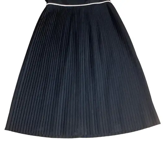Vintage 60s Style David Barr Black and White Pleated Skirt Sleeveless Dress