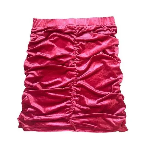 Rebdolls Fuchsia Velvet Ruched Mini Bodycon Skirt Sz 1X