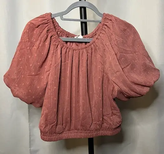 By The River Blush Pink Puff Sleeve Blouse Large