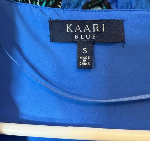 Kaari Blue Paisley Dress Bell Sleeves Blue And Green V-Neck Women’s Size Small