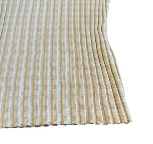 Lafayette 148 Gingham Responsible Matte Crepe Short Sleeve Sweater Stretch XS White