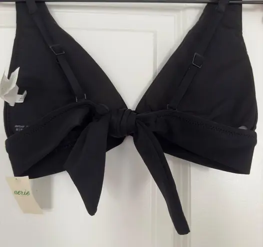 Aerie  Bikini Swimsuit Triangle Top Tie Back Cheeky Bottom Black Red Bra Padding - Image 6