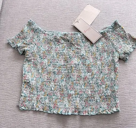 Bomaca Collection Floral Short Sleeve Ruffled Crop Top S