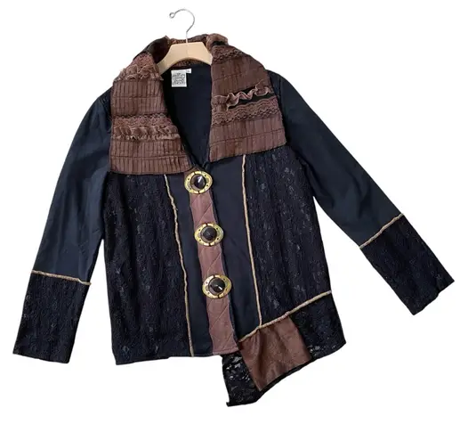 VINTAGE 90s PARSLEY & SAGE Asymmetrical Cardigan Jacket Black Size L