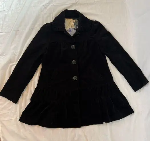 Elevenses Womens  anthropologie 6P Button Down Pea Coat Black Overcoat Black