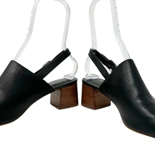 Sole Society Shawde Leather Peep Toe Block Heel Casual Sandals Black Size 9