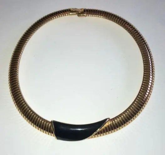 Monet  Vintage Gold Tone Flexible/Stretch Chain Statement Necklace