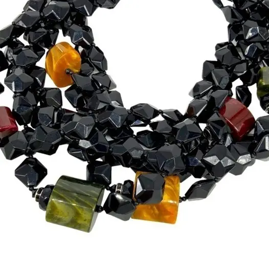 Amazing multilayered black beaded statement necklace