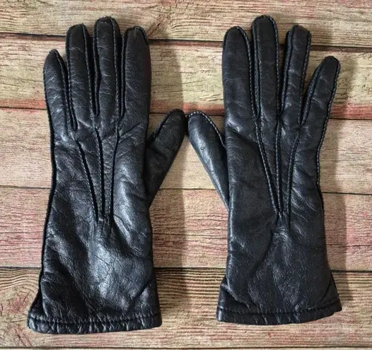 Thinsulate Ladies Black Faux Leather Driving Gloves Size S Small Insulated MINT