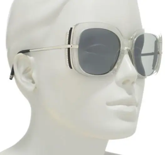 Authentic BOUCHERON 54 glitter oversized Square Swarovski crystals sunglasses Silver