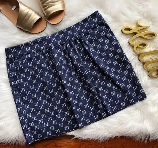 Gap  Navy Blue & White Cotton Mini Skirt