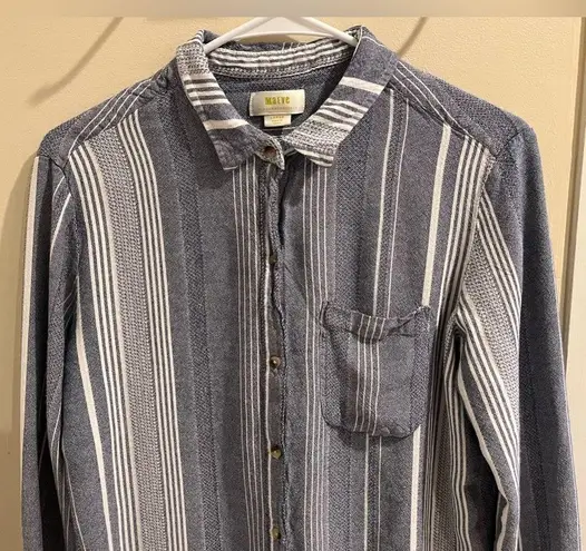 Maeve Anthropologie Size Large Chatham Chambray Blue & White Button Front Shirt
