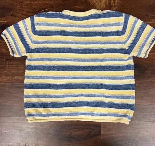 Christopher & Banks Vintage Yellow And Blue Short Sleeve Sweater 