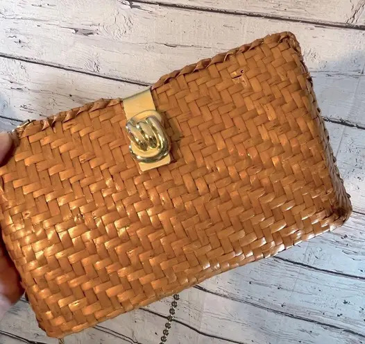 RATTAN PURSE Vintage w Chain Shoulder Strap