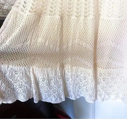 Farm Rio Dress Anthropologie Crochet Maxi Strapless Beach White XL NWT