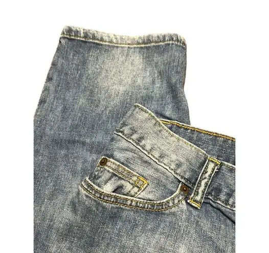 Mossimo Boyfriend Premium Denim Jeans Distressed Low Rise Size 2R Blue