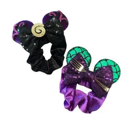 Ariel and Ursula Scrunchie with Mouse Ears Black