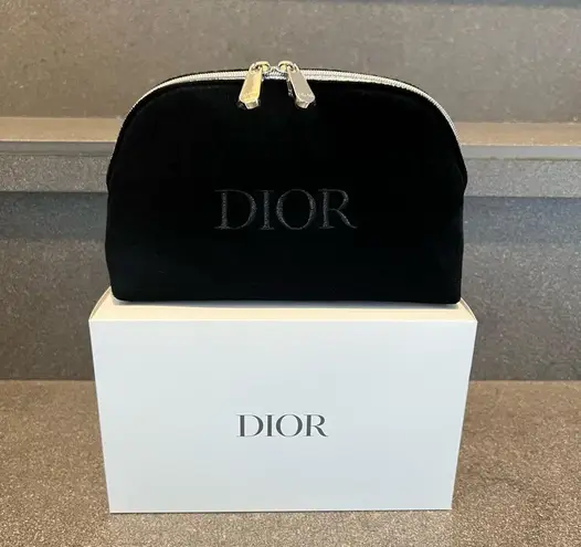 Christian Dior  2024 Black Velvety ‘DIOR’ Monogram Pouch Clutch Bag, NIB - Image 3