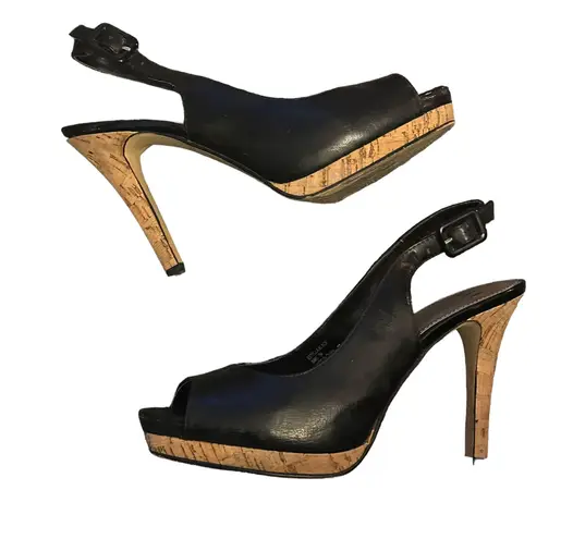 Elle Estella Sling Back Peep Toe Heels