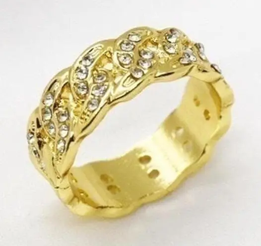 Rhinestone Gold Chain Ring