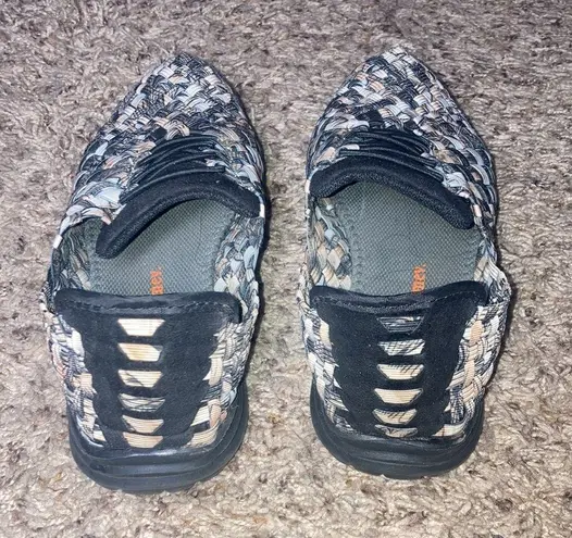 Bernie Mev Tan, Black & White BM . Woven Slip On Sneakers Size 6.5